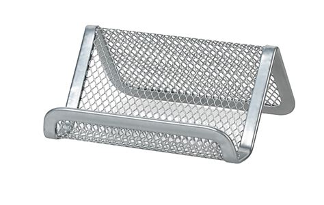 mesh business card holder silver